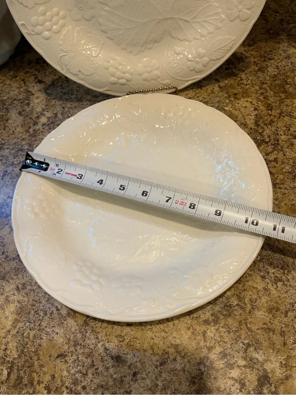 Burleigh Davenport dinner plates, White Embossed Leaf Pattern set of 2